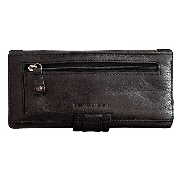 BANANA REPUBLIC Women’s Black Pebbled Leather Trifold Wallet - Picture 2 of 9